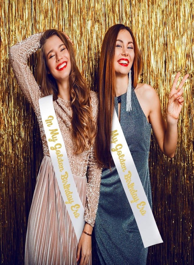 RTMISA In My Golden Birthday Era Sash with Gold Giltter, White Happy Golden Birthday Sash for Teens, Women and Men, Gril and Boy, Gold Birth Day Party Decorations Supplies Gifts Ideas - Image 2